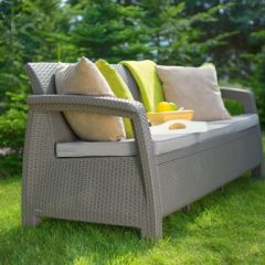 Диван пластиковый Корфу Макс (Corfu love seat max) капучино - песок в Пуровске - purovsk.mebel24.online | фото 3