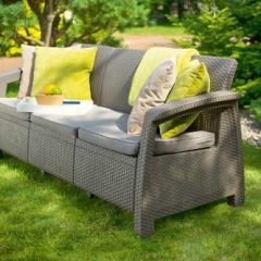 Диван пластиковый Корфу Макс (Corfu love seat max) капучино - песок в Пуровске - purovsk.mebel24.online | фото 4