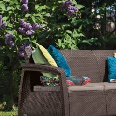 Диван пластиковый Корфу Макс (Corfu love seat max) коричневый в Пуровске - purovsk.mebel24.online | фото 2