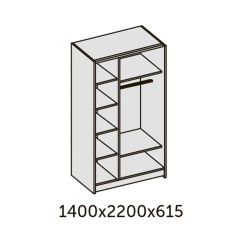 ИННЭС-5 Шкаф-купе 2-х дв. 1400 (2 дв. Ф3 - венге вст. экокожа коричневый) в Пуровске - purovsk.mebel24.online | фото 2