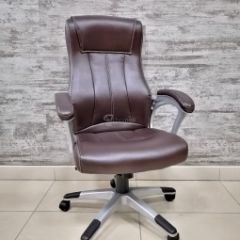 Кресло Barneo K-148 для руководителя (коричневая экокожа) в Пуровске - purovsk.mebel24.online | фото