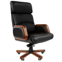 Кресло для руководителя CHAIRMAN 417 (Натуральная кожа) Черное в Пуровске - purovsk.mebel24.online | фото