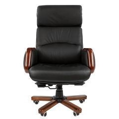 Кресло для руководителя CHAIRMAN 417 (Натуральная кожа) Черное в Пуровске - purovsk.mebel24.online | фото 2