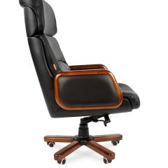 Кресло для руководителя CHAIRMAN 417 (Натуральная кожа) Черное в Пуровске - purovsk.mebel24.online | фото 3