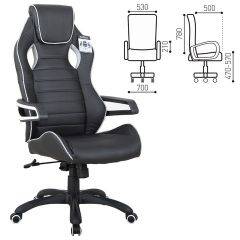 Кресло компьютерное BRABIX Techno Pro GM-003 (экокожа черное/серое, вставки серые) 531814 в Пуровске - purovsk.mebel24.online | фото 1