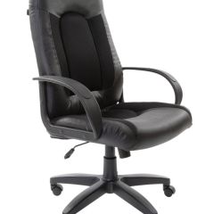 Кресло офисное BRABIX "Strike EX-525" (экокожа черная, ткань черная) 531381 в Пуровске - purovsk.mebel24.online | фото