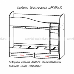 Кровать 2-х ярусная Принцесса (800*2000) ЦРК.ПРН.10 настил ЛДСП в Пуровске - purovsk.mebel24.online | фото 2