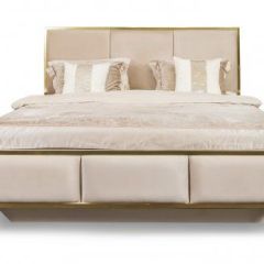 Кровать Lara 1800 с мягким изголовьем + основание (бежевый глянец) в Пуровске - purovsk.mebel24.online | фото 2