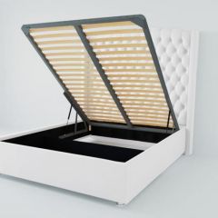 Кровать Берлин ЛЮКС с ПМ 800 (экокожа белая) в Пуровске - purovsk.mebel24.online | фото 2