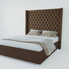 Кровать Версаль ЛЮКС с ПМ 1600 (экокожа коричневая) в Пуровске - purovsk.mebel24.online | фото 1