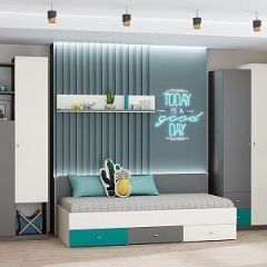 Модульная детская Клео (ЛДСП графит-миндаль-океан) в Пуровске - purovsk.mebel24.online | фото 2
