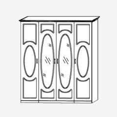 Прованс-2 Шкаф 4-х дверный с 2 зеркалами (Итальянский орех/Груша с платиной черной) в Пуровске - purovsk.mebel24.online | фото