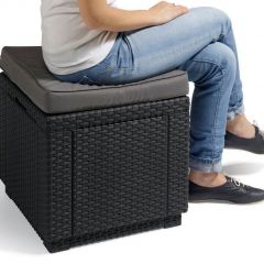 Пуфик Куб с подушкой (Cube with cushion) графит - прохладный серый в Пуровске - purovsk.mebel24.online | фото 2