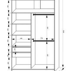 Шкаф-купе 1400 серии SOFT D6+D6+B2+PL3 (2 ящика+2штанги) профиль «Капучино» в Пуровске - purovsk.mebel24.online | фото 4