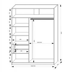Шкаф-купе 1500 серии NEW CLASSIC K3+K3+B2+PL1 (2 ящика+1 штанга) профиль «Капучино» в Пуровске - purovsk.mebel24.online | фото 3