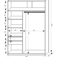 Шкаф-купе 1600 серии SOFT D1+D3+B2+PL1 (2 ящика+1штанга) профиль «Графит» в Пуровске - purovsk.mebel24.online | фото 4