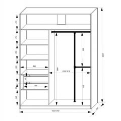 Шкаф-купе 1700 серии NEW CLASSIC K4+K4+B2+PL4 (2 ящика+F обр. штанга) профиль «Капучино» в Пуровске - purovsk.mebel24.online | фото 3