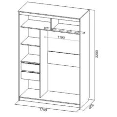 Шкаф-купе №19 Серия 3 Квадро (1700) Ясень Анкор светлый в Пуровске - purovsk.mebel24.online | фото 4