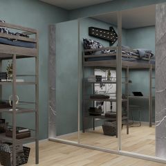 Шкаф-купе 1950 серии SILVER S3+S1+S3Z B22+PL2 (по 2 ящика лев/прав+1штанга+1 полка) профиль «Серебро» в Пуровске - purovsk.mebel24.online | фото