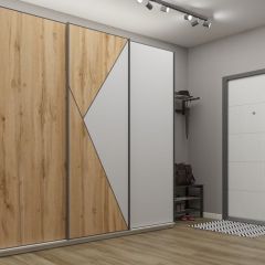 Шкаф-купе 2100 серии SOFT D2+D7+D3+B22+PL2 (по 2 ящика лев/прав+1штанга+1полка) профиль «Графит» в Пуровске - purovsk.mebel24.online | фото