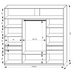 Шкаф-купе 2100 серии SOFT D2+D7+D3+B22+PL2 (по 2 ящика лев/прав+1штанга+1полка) профиль «Графит» в Пуровске - purovsk.mebel24.online | фото 3