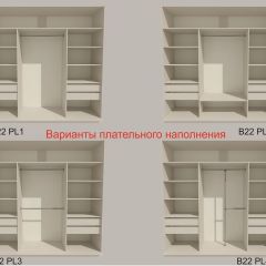 Шкаф-купе 2100 серии SOFT D5+D5+D5+B22+PL4 (по 2 ящика лев/прав+2штанги) профиль «Графит» в Пуровске - purovsk.mebel24.online | фото 4