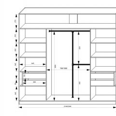 Шкаф-купе 2150 серии NEW CLASSIC K4+K4+K4+B22+PL4(по 2 ящика лев/прав+F обр.штанга) профиль «Капучино» в Пуровске - purovsk.mebel24.online | фото 3