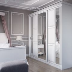 Шкаф-купе 2150 серии NEW CLASSIC K6Z+K1+K6+B22+PL2(по 2 ящика лев/прав+1 штанга+1 полка) профиль «Капучино» в Пуровске - purovsk.mebel24.online | фото