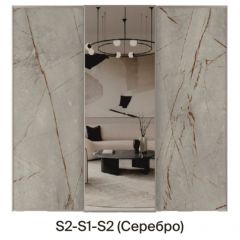 Шкаф-купе 2250 серии SILVER S3+S1+S4 B22+PL3 (по 2 ящика лев/прав+2 штанги) профиль «Серебро» в Пуровске - purovsk.mebel24.online | фото 7