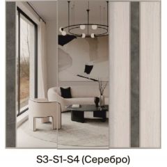 Шкаф-купе 2250 серии SILVER S3+S1+S4 B22+PL3 (по 2 ящика лев/прав+2 штанги) профиль «Серебро» в Пуровске - purovsk.mebel24.online | фото 9
