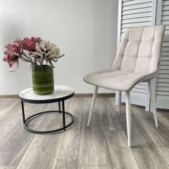 Стул CHIC HE622-01/ HE622-05 топленое молоко, ткань/ белый каркас М-City в Пуровске - purovsk.mebel24.online | фото 4