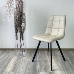Стул CHILLI SQUARE HK017-02 серо-бежевый, PU/ черный каркас М-City в Пуровске - purovsk.mebel24.online | фото 2