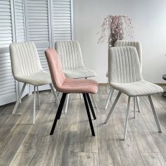Стул ELVIS WZ2042-01 молочный фактурный велюр / белый каркас М-City в Пуровске - purovsk.mebel24.online | фото 2