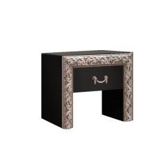 Тумба прикроватная Тиффани Premium черная/серебро (ТФТП-1(П) в Пуровске - purovsk.mebel24.online | фото
