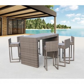 Барный комплект плетеной мебели T390GD/Y390G-W78_6Pcs Grey в Пуровске - purovsk.mebel24.online | фото 1
