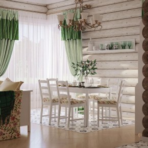 Комлект Вествик обеденный стол и четыре стула, массив сосны, цвет белый в Пуровске - purovsk.mebel24.online | фото