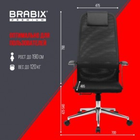 Кресло BRABIX PREMIUM "Ultimate EX-801" хром, плотная двойная сетка Х2, черное, 532917 в Пуровске - purovsk.mebel24.online | фото 7