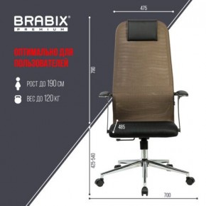 Кресло BRABIX PREMIUM "Ultimate EX-801" хром, плотная двойная сетка Х2, черное/коричневое, 532920 в Пуровске - purovsk.mebel24.online | фото 6