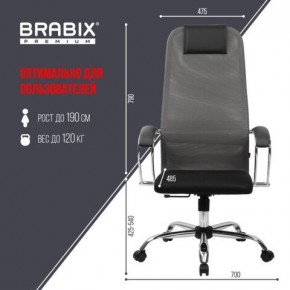 Кресло офисное BRABIX PREMIUM "Ultimate EX-800" хром, плотная двойная сетка Х2, черное/серое, 532912 в Пуровске - purovsk.mebel24.online | фото 3