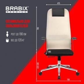 Кресло офисное BRABIX PREMIUM "Ultimate EX-801" хром, плотная двойная сетка Х2, черное/бежевое, 532919 в Пуровске - purovsk.mebel24.online | фото 6