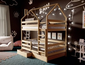 Кровать-домик двухъярусная 80*160 без покраски в Пуровске - purovsk.mebel24.online | фото