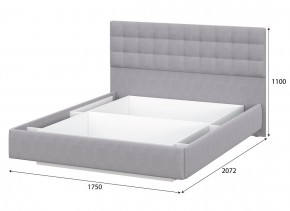 Кровать двойная №2 (универсальная 1.6х2.0) Серия 2 + основание с ПМ (Белый/Серый ткань/Квадро Серый ткань) в Пуровске - purovsk.mebel24.online | фото 4