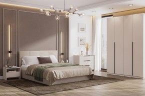 Кровать двойная №4 с основанием (Бежевый) в Пуровске - purovsk.mebel24.online | фото 3