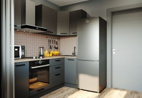 Кухня угловая Антрацит 2200х1000 (Стол. 38мм) в Пуровске - purovsk.mebel24.online | фото 1