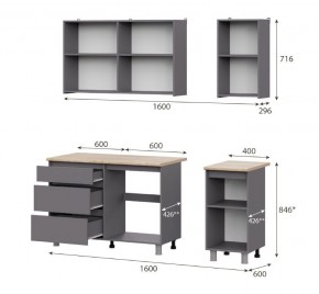 Кухонный гарнитур ДЕНВЕР (1600) Графит серый/Дуб Сонома в Пуровске - purovsk.mebel24.online | фото 2