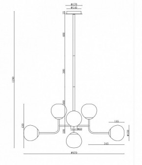 Люстра на штанге Maytoni Erich MOD221-PL-08-N в Пуровске - purovsk.mebel24.online | фото 3