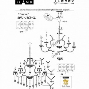Подвесная люстра iLamp Diamond 6071-18 CR+CL в Пуровске - purovsk.mebel24.online | фото 2
