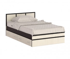 Сакура Кровать с ящиками 1200, цвет венге/дуб лоредо, ШхГхВ 123,5х203,5х80 см., сп.м. 1200х2000 мм., без матраса, основание есть, универсальная сборка в Пуровске - purovsk.mebel24.online | фото 4