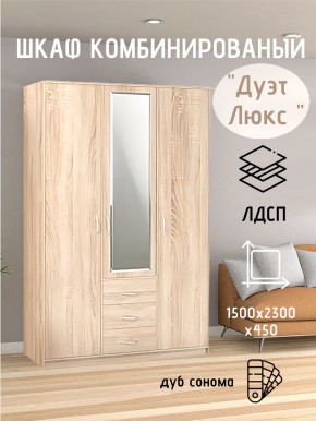 Шкаф комбинированный Дуэт Люкс с зеркалом в Пуровске - purovsk.mebel24.online | фото
