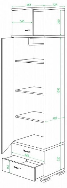 Шкаф платяной Домино КС-10 в Пуровске - purovsk.mebel24.online | фото 2